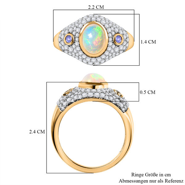 AA nat&uuml;rlicher, &auml;thiopischer Welo Opal, Tansanit und Zirkon-Ring - 2,28 ct. image number 7
