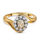 AAA Turkizit und weißer Zirkon-Ring, 925 Silber Gelbgold Vermeil (Größe 16.00) ca. 0,96 ct image number 0