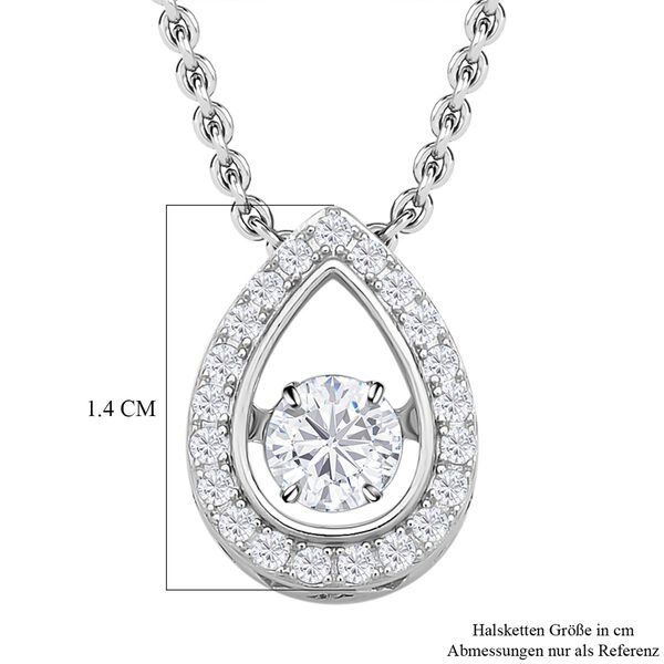 Weißer Zirkonia-Anhänger mit Edelstahl-Kette, 925 Silber rhodiniert ca. 1,15 ct image number 7