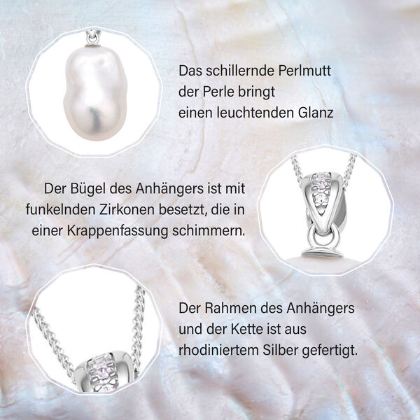 15-20mm Barockperle und Zirkon-Anh&auml;nger mit Kette image number 5