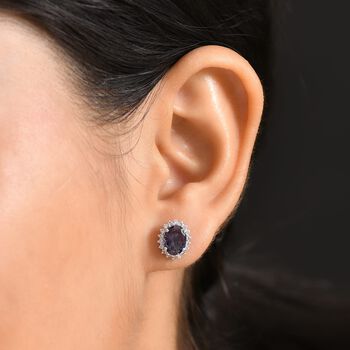 LUXURIANT AAA Labor Alexandrit und SI-GH Labor Diamant Ohrringe in 417 Wei&szlig;gold - 3,88 ct.