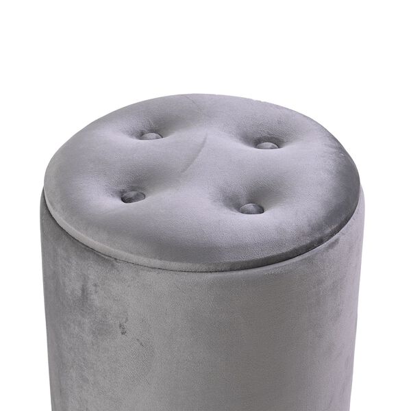 2er-Set Samt-Holz-Akzenthocker mit Knopfpolsterung, 45x45x47cm und 32x36cm, Grau image number 4