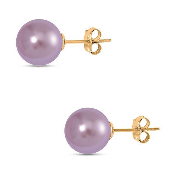 Lila Muschelkernperle Ohrringe 925 Silber vergoldet image number 4