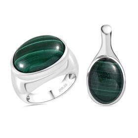 Malachit Schmuckset 316L Edelstahl ca. 30.00 ct