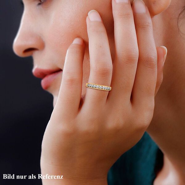 Half Eternity Diamant Ring, 925 Silber mit Gelbgold Vermeil image number 4