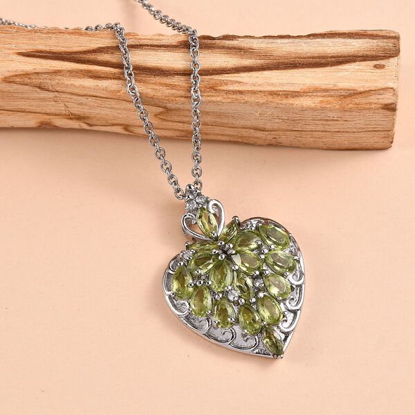 Peridot Schmuckset ca. 50 cm Edelstahl ca. 3,75 ct. image number 1