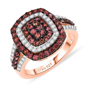 D'Joy AA Padparadscha Saphir und Zirkon Schmuckset in 925 Silber mit 750 Ros&eacute;gold Vermeil