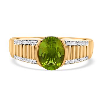 Nat&uuml;rlicher Peridot, wei&szlig;er Zirkon Ring, 925 Silber vergoldet (Gr&ouml;&szlig;e 18.00) ca. 2.46 ct
