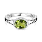 Nat&uuml;rlicher Peridot Ring, 925 Silber rhodiniert (Gr&ouml;&szlig;e 20.00) ca. 1.23 ct