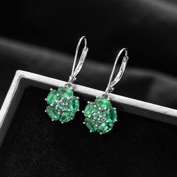 AAA Kagem sambische Smaragd-Ohrringe, 925 Silber rhodiniert ca. 2.61 ct