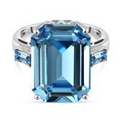 J Francis gefertigt mit SWAROVSKI Aquamarin Swarovski Kristall Ring 925 Silber rhodiniert (Größe 17.00)