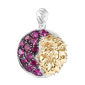 D'Joy Rhodolith Granat Anhänger 925 Silber Rhodiniert und 750 Gelbgold Vermeil ca. 5.49 ct D'Joy Rhodolith Granat Anhänger 925 Silber Rhodiniert und 750 Gelbgold Vermeil ca. 5.49 ct