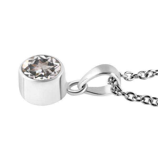 2er Set - Wei&szlig;er Topas-Anh&auml;nger mit Kette und Ohrringe, 925 Silber Edelstahl, ca. 3.50 ct image number 5