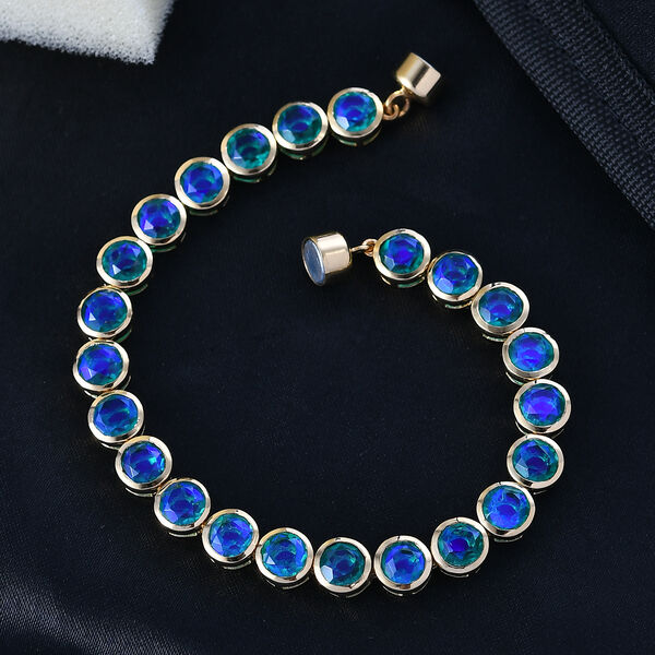 D'Joy Pfau Quarz Triplette Armband ca. 19 cm 925 Silber 750 Gelbgold Vermeil ca. 21,76 ct. image number 1