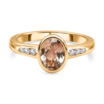 AAA Turkizit und wei&szlig;er Zirkon Ring, 925 Silber Gelbgold Vermeil (Gr&ouml;&szlig;e 20.00) ca. 1.67 ct