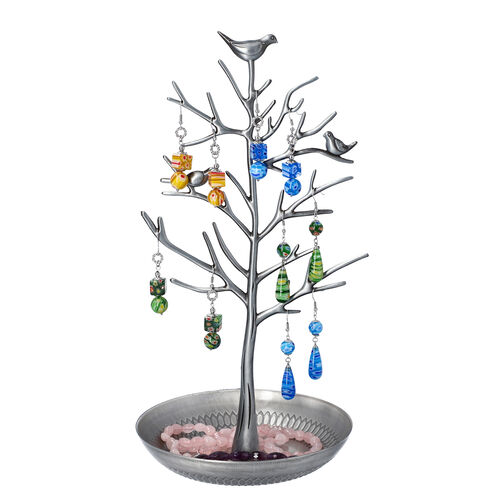 Antiker Vogel Baum Schmuckständer, Größe 15x30 cm, Silber image number 1
