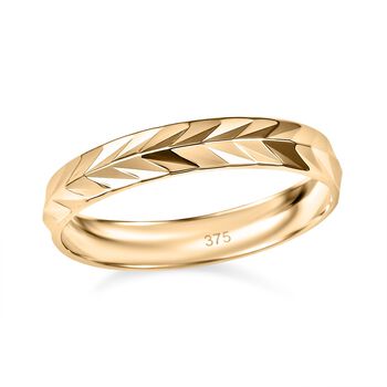 Diamantschliff-Muster Bandring in 375 Gold