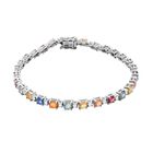 Mehrfarbiges Saphir-Armband, ca. 20 cm, 925 Silber platiniert ca. 8.16 ct