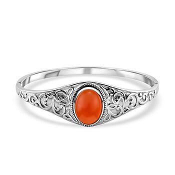 Roter Achat Armreif ca. 19 cm Edelstahl ca. 11.25 ct