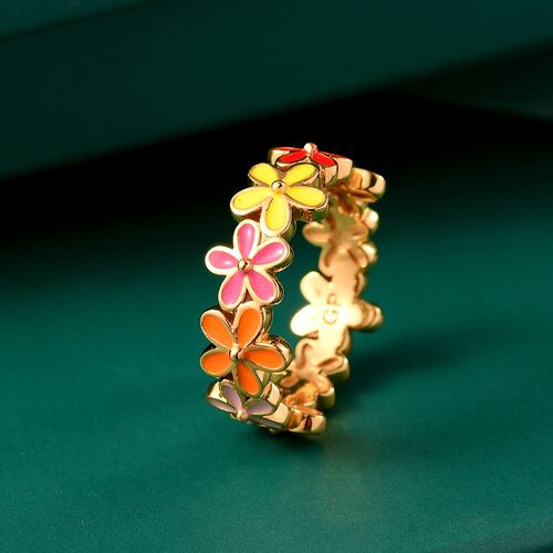 GP Italian Garden Kollektion- Floraler, emaillierter Kanchanaburi blauer Saphir Ring image number 1