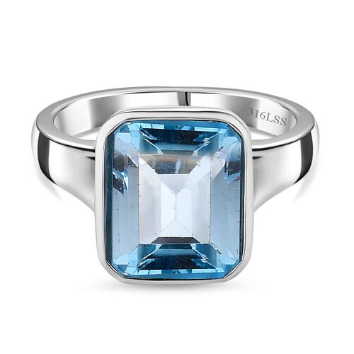 Himmelblauer Topas Ring, Edelstahl, (Größe 20.00), ca. 5.29 ct image number 0