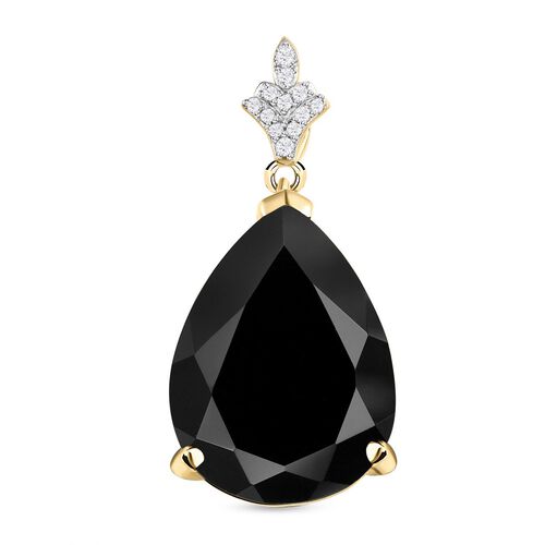 Schwarzer Turmalin und weißer Zirkon Anhänger, 925 Silber vergoldet ca. 18,17 ct image number 0