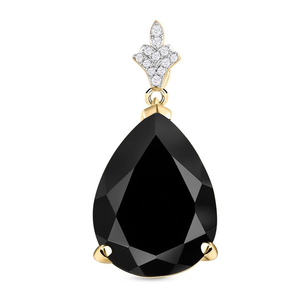 Schwarzer Turmalin und weißer Zirkon Anhänger, 925 Silber vergoldet ca. 18,17 ct image number 0