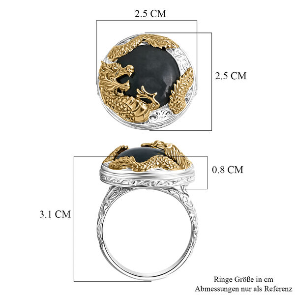 D'Joy Royal Bali EXTREM SELTEN - Nat&uuml;rlicher Olmek Jadeit Ring 925 Silber (Gr&ouml;&szlig;e 17.00) ca. 13.79 ct image number 5
