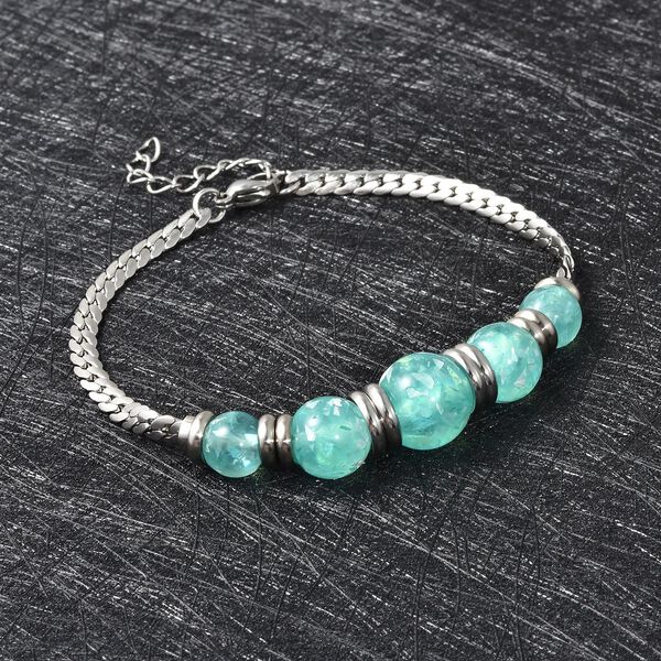 Grünes Künstlicher-Opal-Armband, ca. 18.5 cm Reiner Edelstahl ca. image number 2