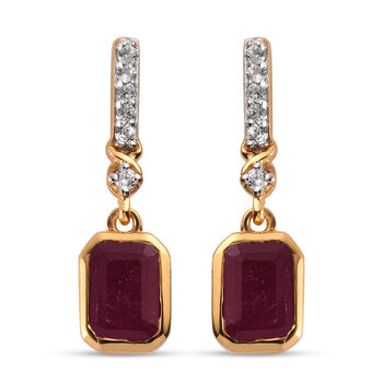 Afrikanische Rubin und Zirkon-Ohrringe, (Fissure gef&uuml;llt), 925 Silber vergoldet ca. 3,07 ct