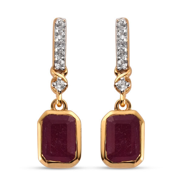 Afrikanische Rubin und Zirkon-Ohrh&auml;nger, (Fissure gef&uuml;llt), 925 Silber vergoldet ca. 3,07 ct&nbsp;