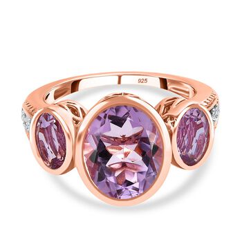 Rose De France Amethyst Ring, 925 Silber ros&eacute;vergoldet, (Gr&ouml;&szlig;e 17.00), ca. 5.09 ct