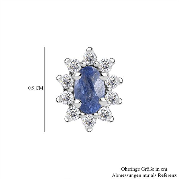 Masoala Saphir (Fissure gef&uuml;llt), Wei&szlig;er Zirkon Ohrringe 925 Silber platiniert ca. 1.05 ct image number 5