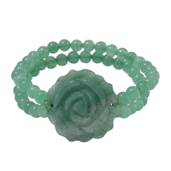 Gr&uuml;nes Aventurin  handgeschnitztes Blumen-Armband, 17-19cm - 150 ct. image number 0