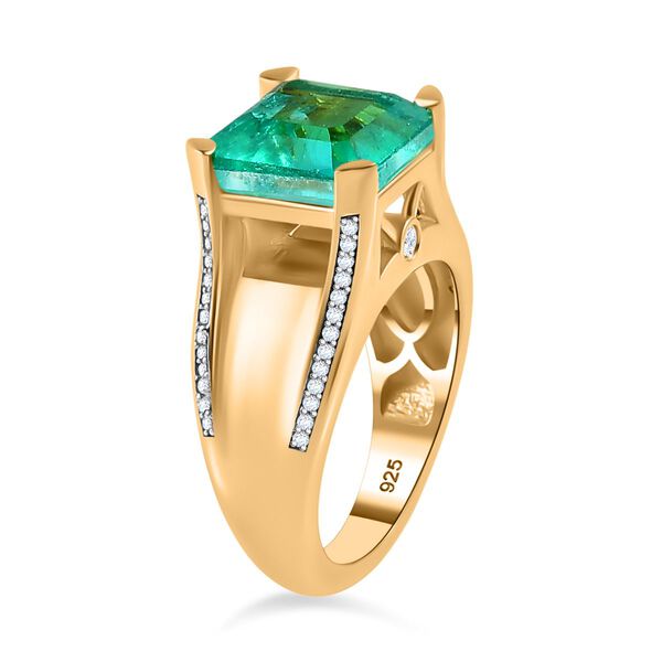 Smaragd Triplett Quarz und Zirkon Ring -  6,04 ct. image number 5