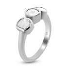 Handgearbeiteter Polki Diamant 3 Stein Ring 925 Silber Platin-Überzug image number 2