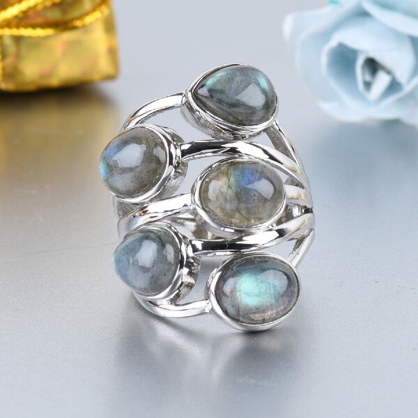 Labradorit Ring 925 Silber Platin-&Uuml;berzug image number 2