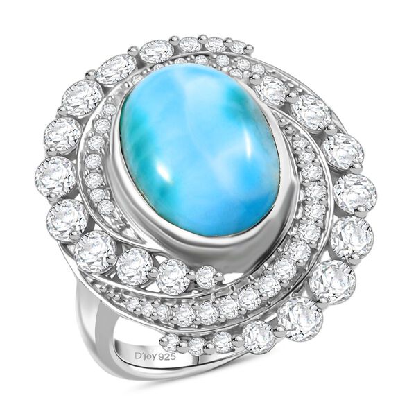 D'Joy Larimar, Weißer Zirkon Ring 925 Silber rhodiniert (Größe 18.00) ca. 10,21 ct image number 4