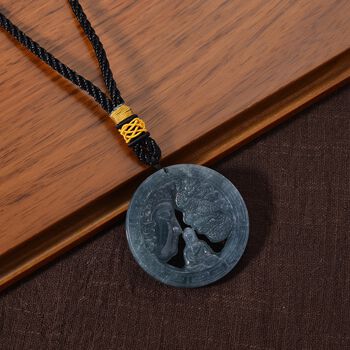 "One piece  approx 45mm carving Angry & Happy face with buddha balance in center Type A Olmec Jadeite hanging d&eacute;cor  "