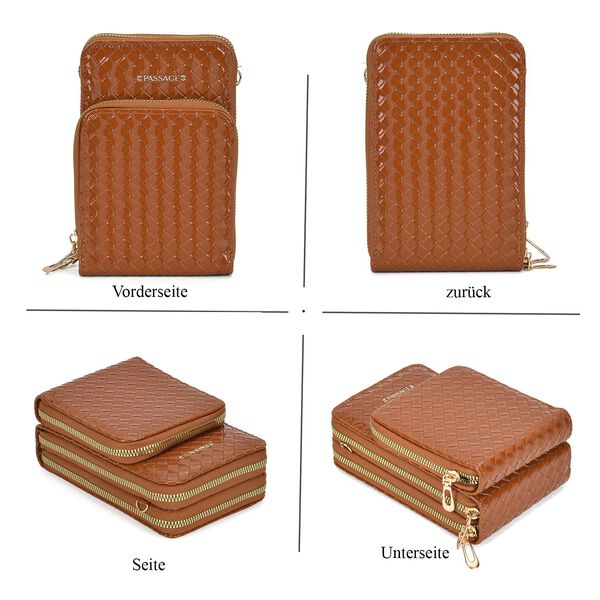 Passage - RFID Kunstleder Crossbody-Tasche, Braun image number 4