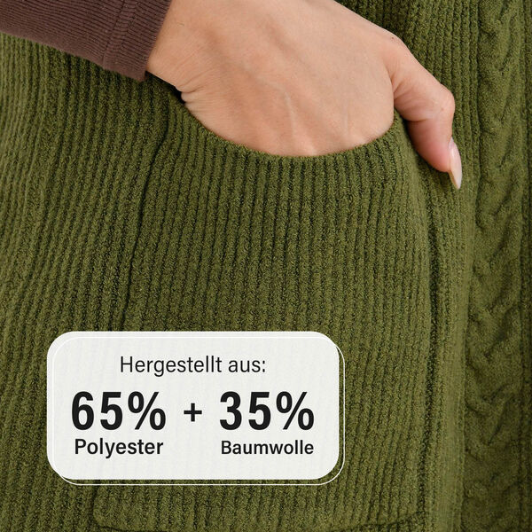 Damen Strickweste mit Kapuze und Taschen, Einheitsgröße, grün image number 5