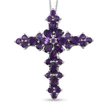 Afrikanischer Amethyst Kreuz-Anh&auml;nger mit Kette, ca. 4,29 ct
