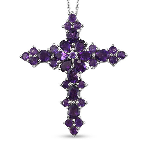 Afrikanischer Amethyst Kreuz-Anhänger mit Kette, ca. 4,29 ct image number 0