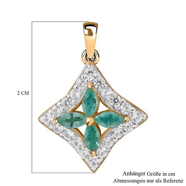 AAA Gemfields Smaragd, Weißer Zirkon Anhänger 925 Silber Gelbgold Vermeil ca. 0.84 ct image number 4