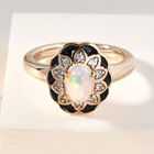 Natürlicher Äthiopischer Opal und Zirkon Ring 925 Silber vergoldet  ca. 0,67 ct image number 1