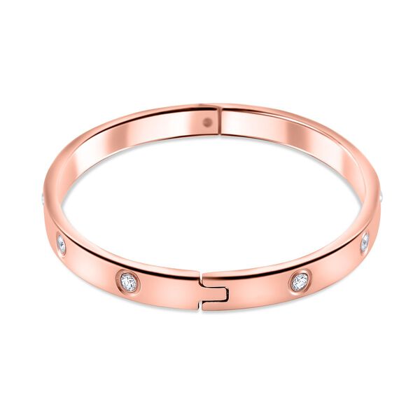 Wei&szlig;er Zirkonia Armreif ca. 18.5 cm Reiner Edelstahl, ros&eacute;vergoldet image number 3