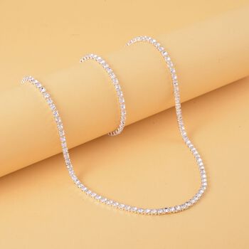 2er-Set- wei&szlig;e Kristall-Halskette und Armband - 0,50 ct.