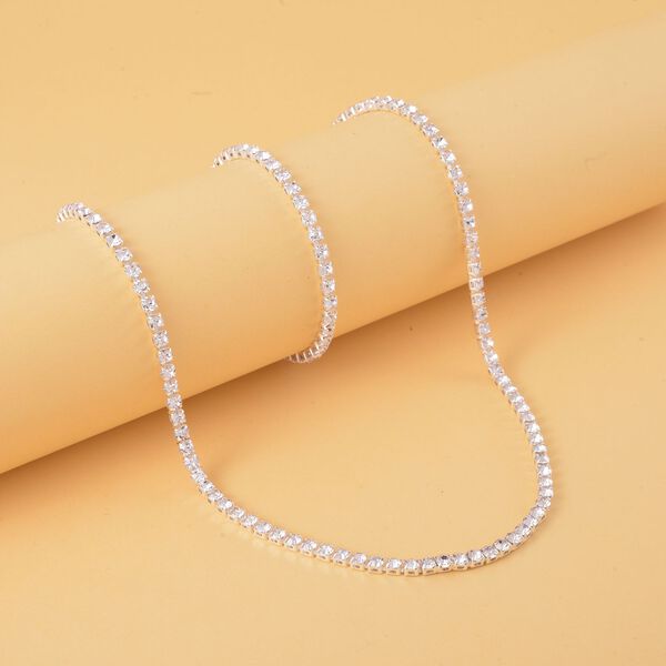 2er-Set- weiße Kristall-Halskette und Armband - 0,50 ct. image number 2