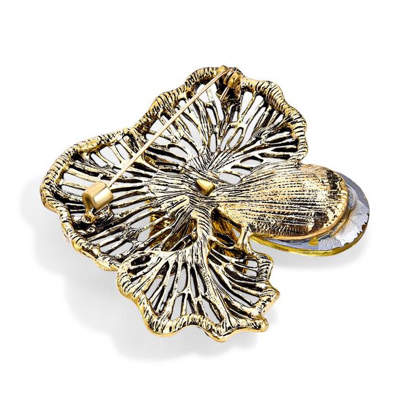 Mehrfarbiger Kristall Brosche Antikes Gold image number 5
