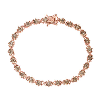 D'Joy Nat&uuml;rlicher Champagner Diamant Armband ca. 19 cm 925 Silber 750 Ros&eacute;gold Vermeil ca. 0.20 ct